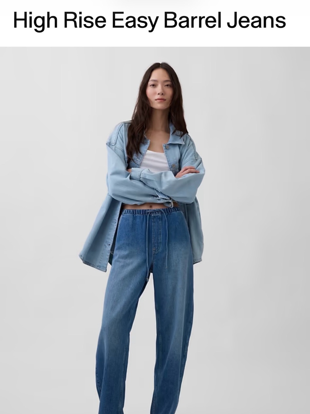 GAP High-Rise Barrel Jeans in Medium Blue